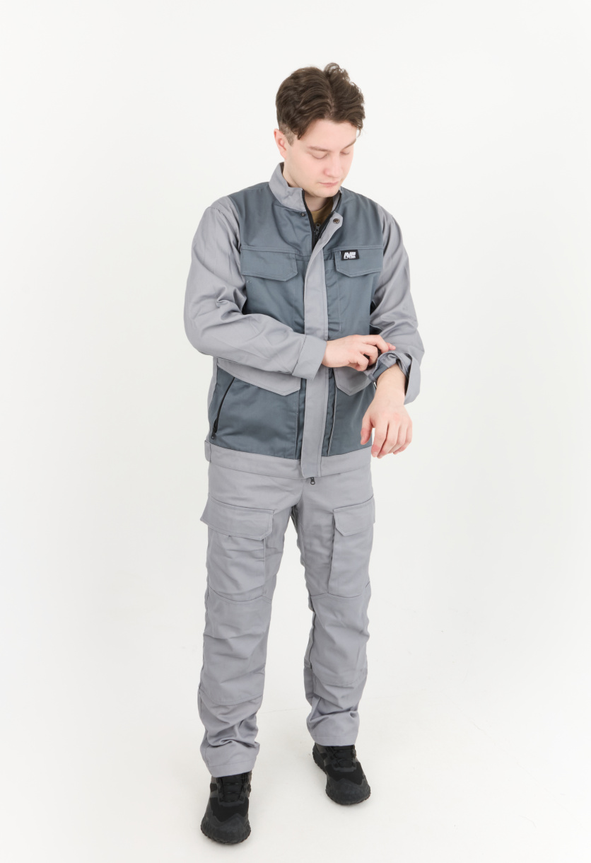 Антарес Костюм ИТР с полукомбинезоном NEW ENERGY (смесовая, серый/т.серый)